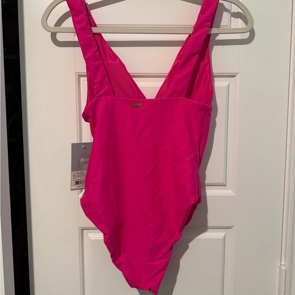 ANTONIO MELANI Hot Pink V-Neck One-Piece Swimsuit